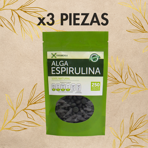 ALGA ESPIRULINA 250 CAPS 3 PZAS