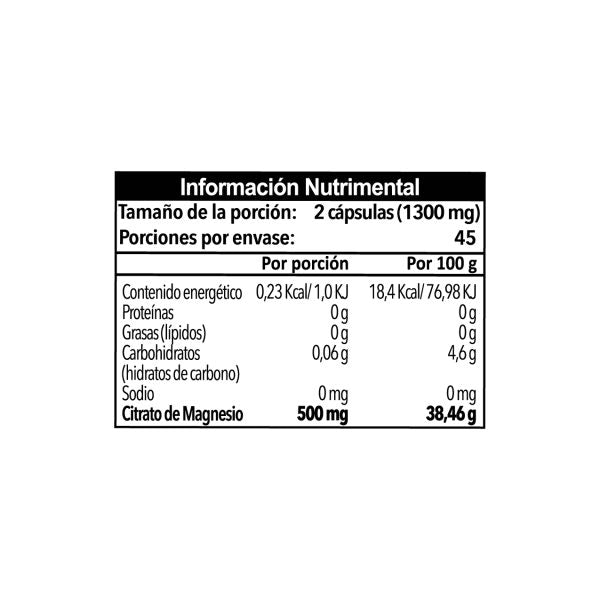 CITRATO DE MAGNESIO 90 CAPSULAS DE 650 MG
