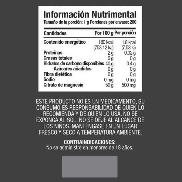 CITRATO DE MAGNESIO EN POLVO 200 G