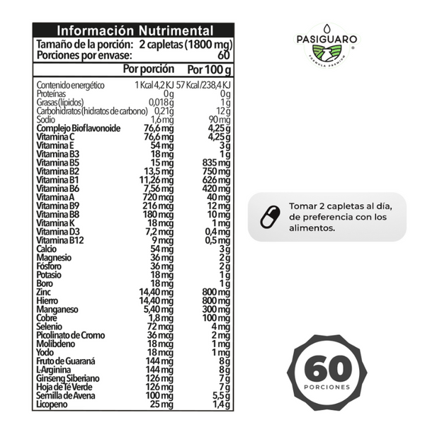 MULTIVITAMINICO HOMBRE COMPLEX 120 CAPLETAS DE 1200 MG