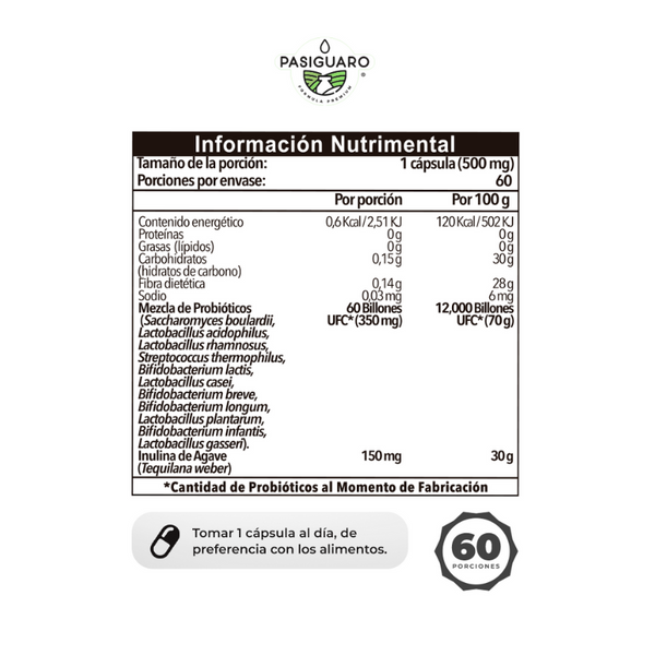 PROBIOTICOS 60 CAPSULAS 500 MG